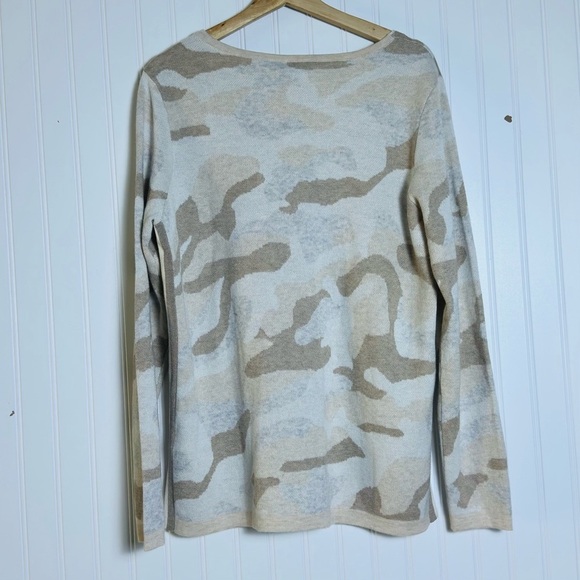 Vineyard Vines L Beige Camo Long Sleeve V-Neck Pullover Sweater Wool Cashmere - Picture 13 of 14